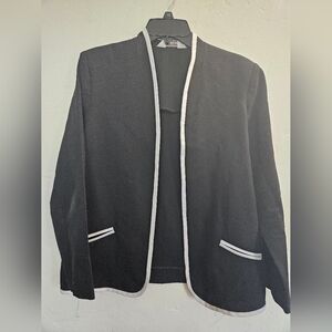 Vtg Donovan Galvani Black Blazer with White Trim